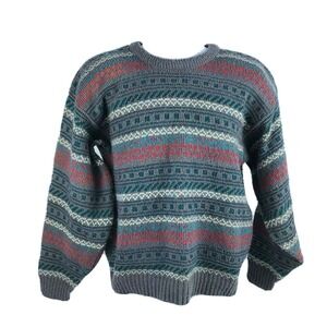 Vintage Scandia Geometric Multicolor Acrylic Sweater Men's Medium Made‎ in USA